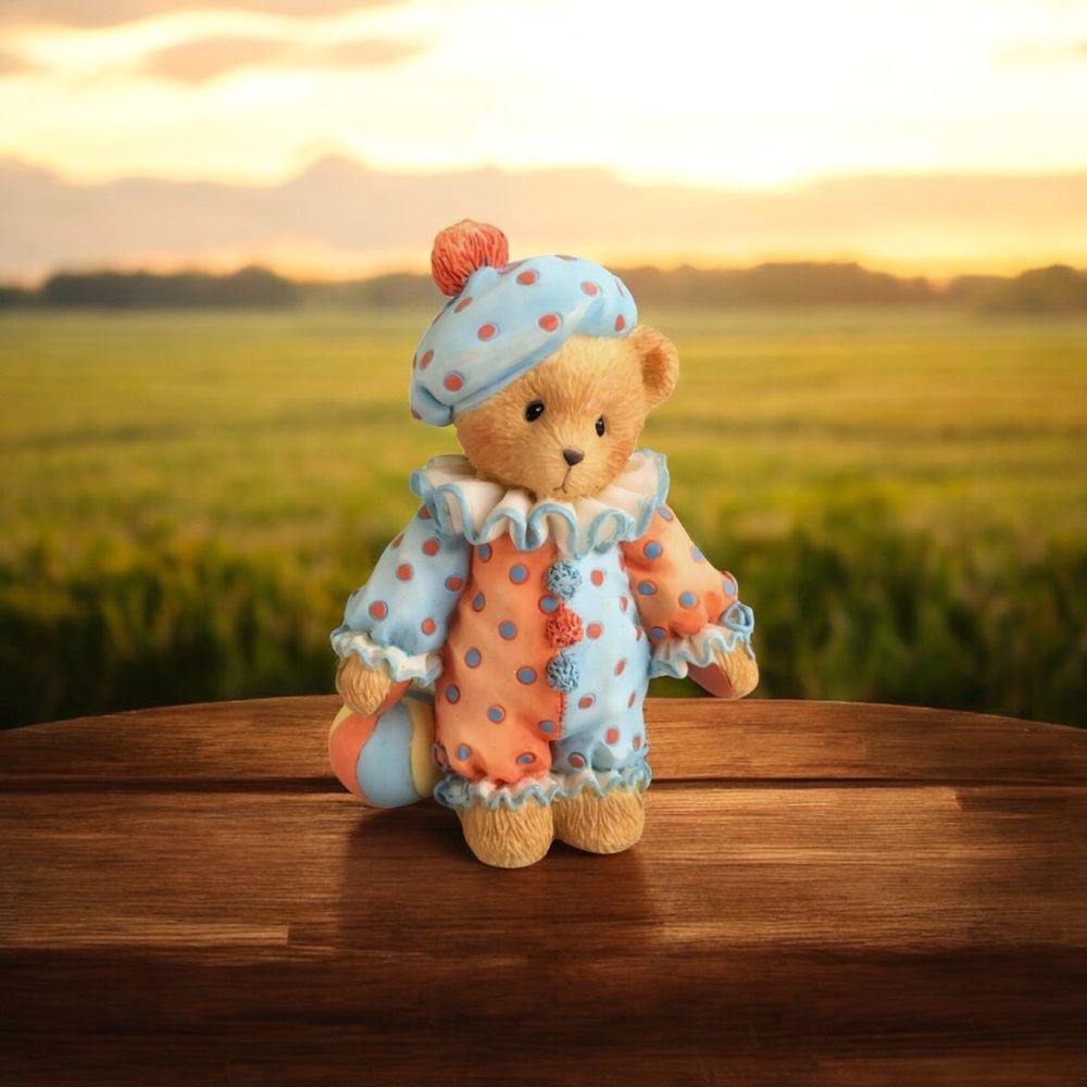 Vintage Cherished Teddy Figure w/Clown Suit & Hat. “Dudley”Life’s a Carnival 🎡